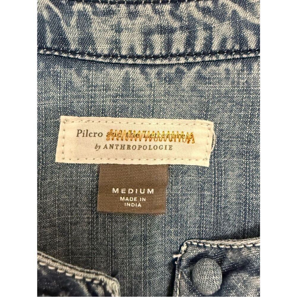 ANTHROPOLOGIE Pilcro Denim Pintuck Henley Blouse - Picture 4 of 14